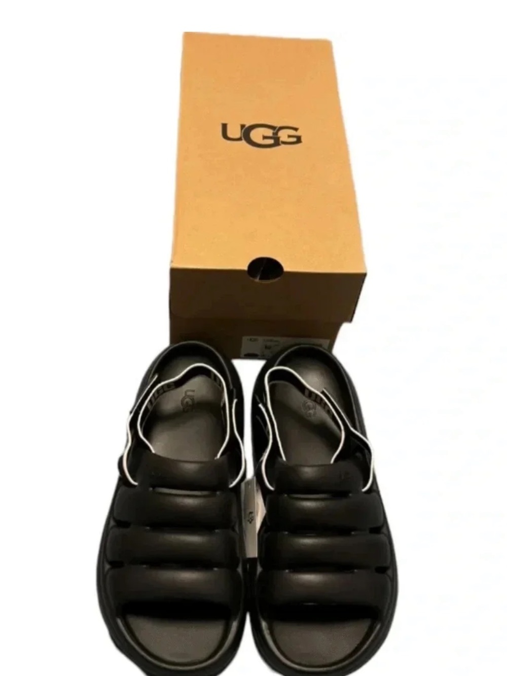 Brand New UGG Black Cushioned Multi-Strap Slide Sandals